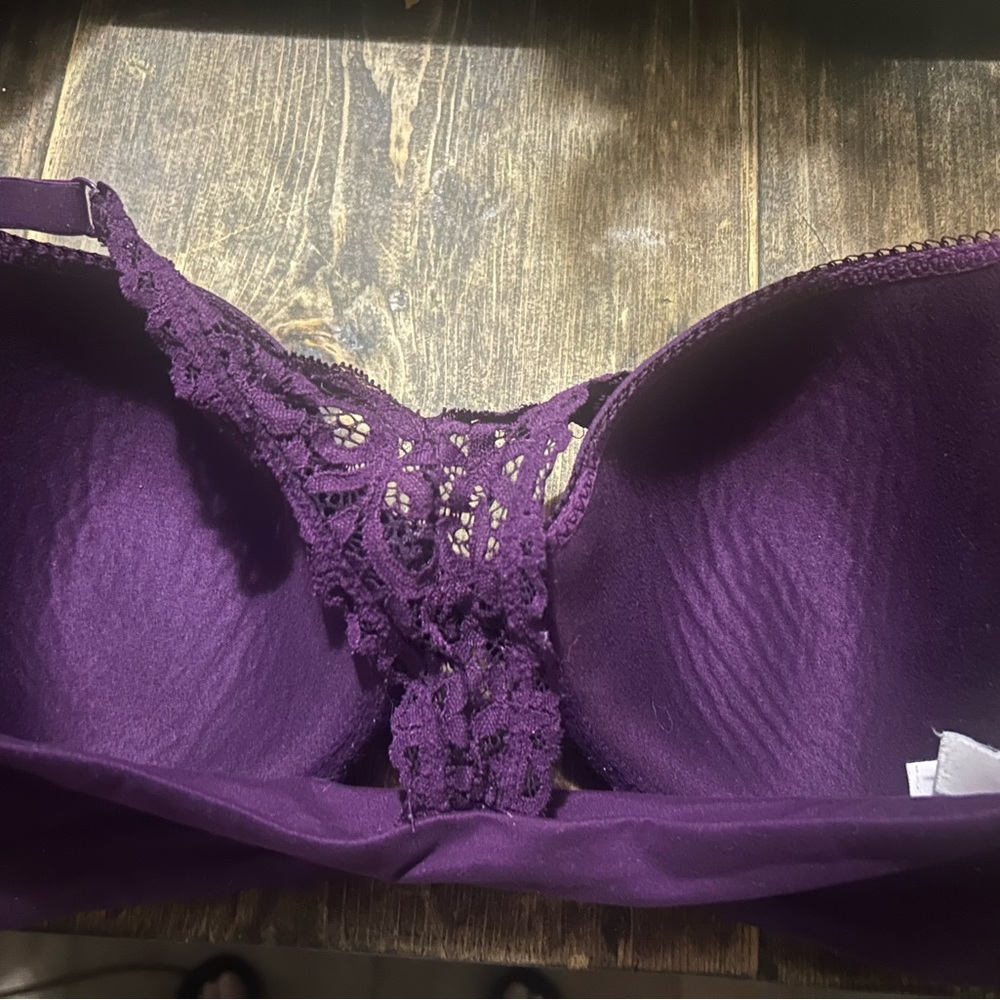 Victorias Secret‎ Body By Victoria Size 36DD Purple Lace V Back Lined Demi - Picture 5 of 6